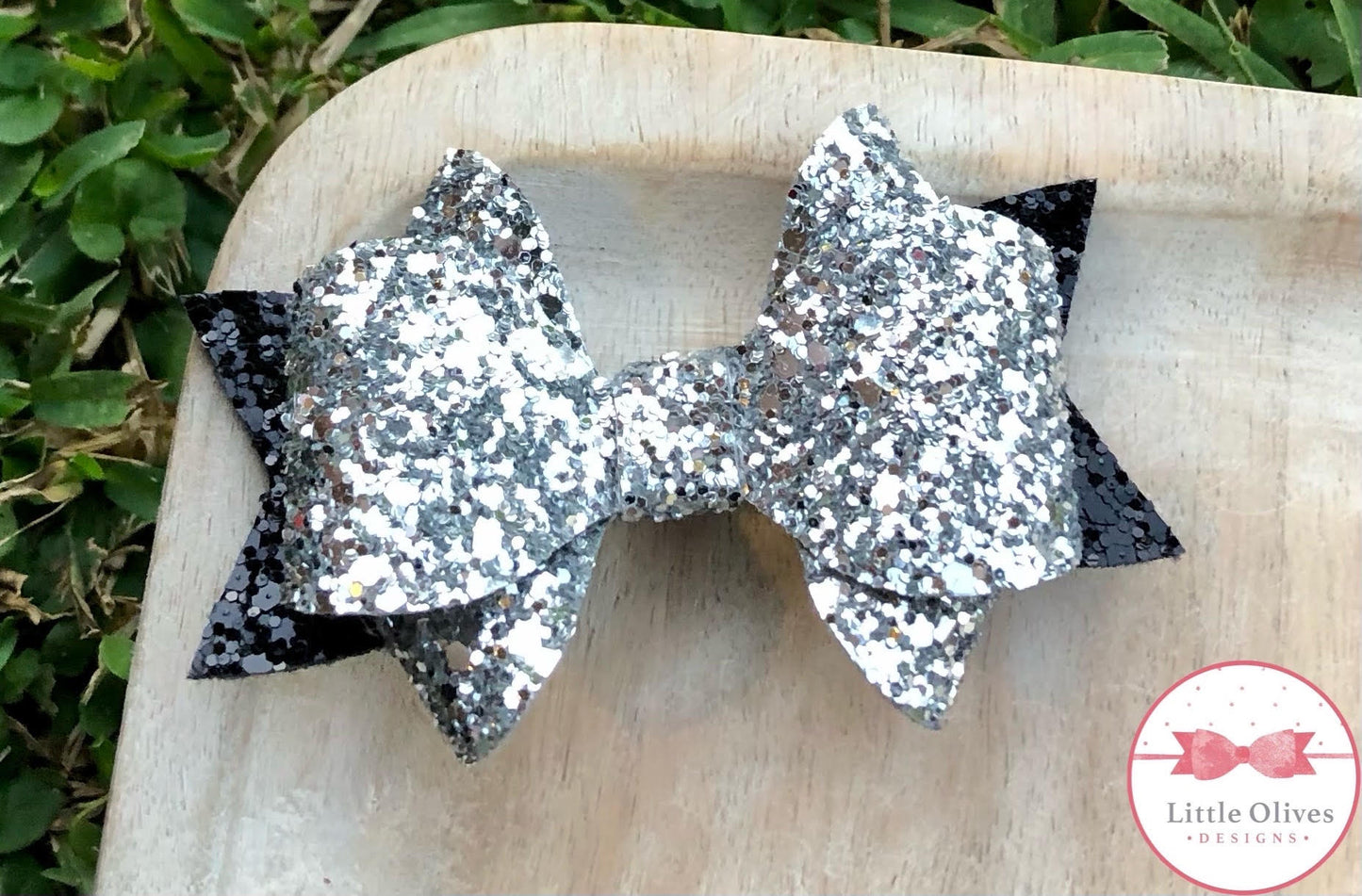 SILVER GLITTER FRANCHI BOW