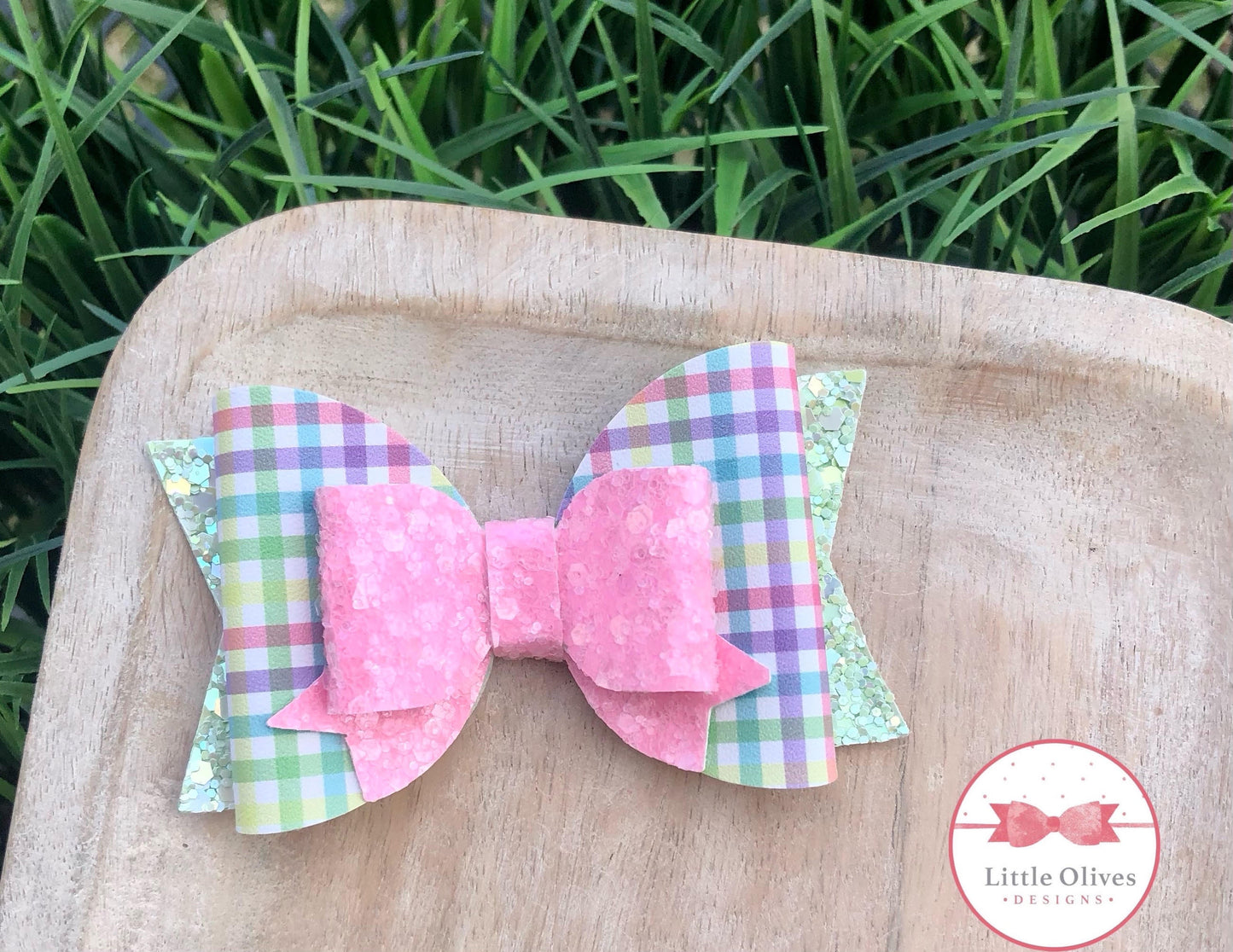 SPRING PLAID MAGNOLIA BOW