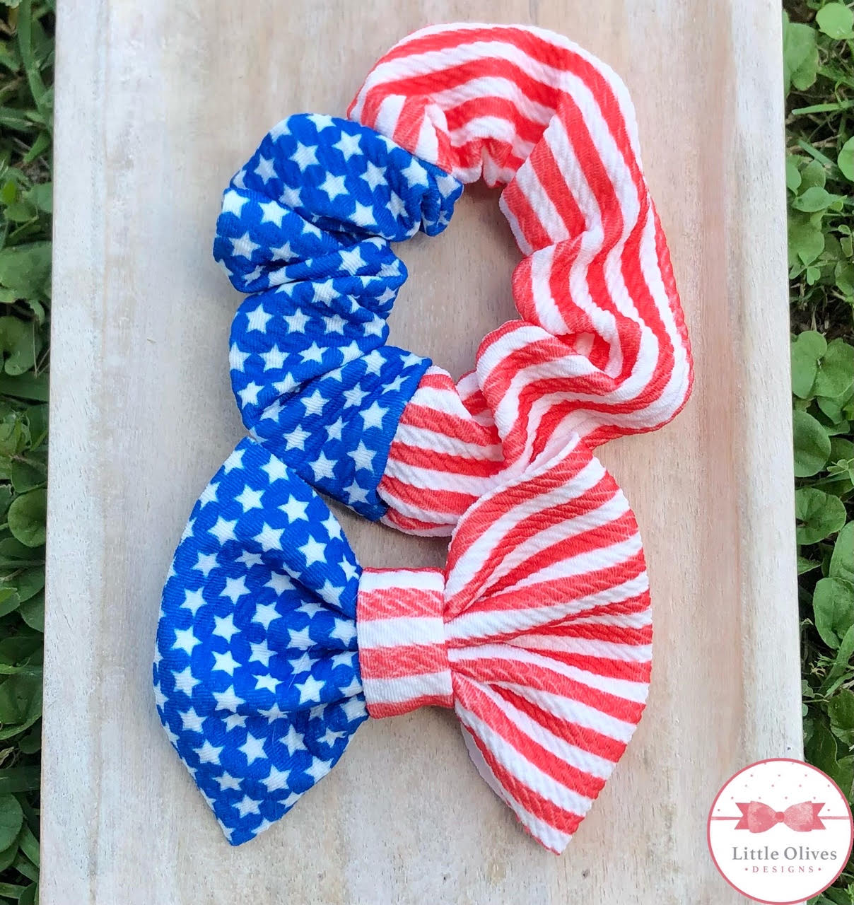 STARS & STRIPES SCRUNCHIE OR BOW (LARGE)