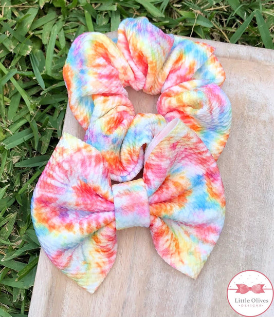 SUNSET TIE DYE SCRUNCHIE OR BOW