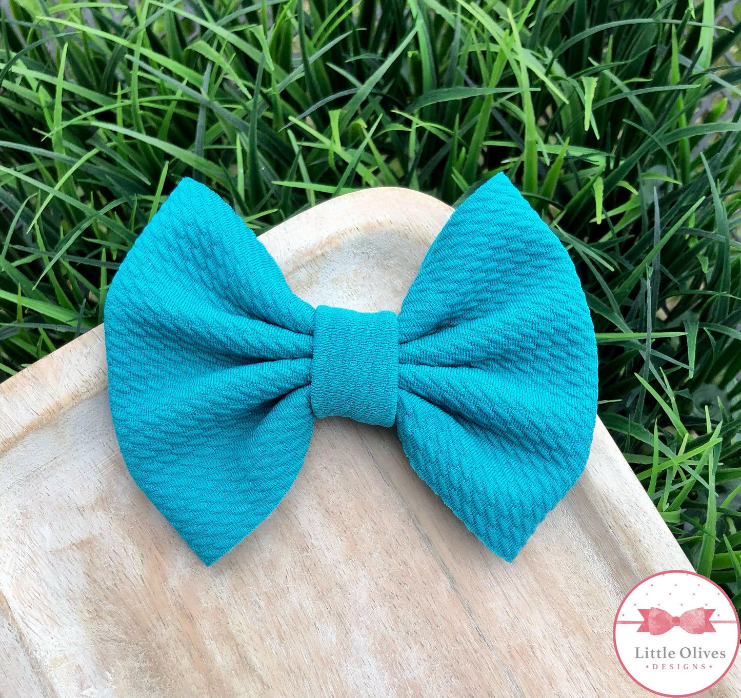 TEAL FABRIC BOW