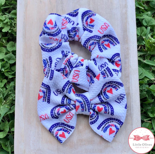 USA RAINBOWS SCRUNCHIE AND BOW