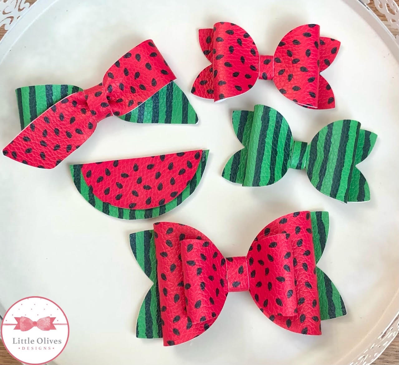 WATERMELON BOWS AND CLIP