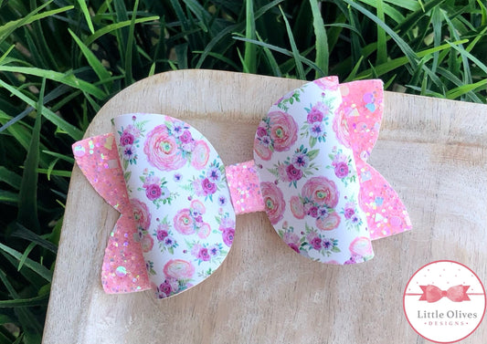 WATERCOLOR FLORAL MOUSE BOW - PINK