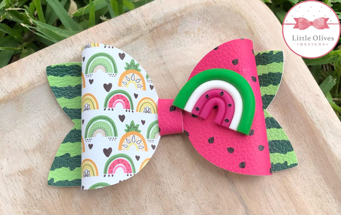 WATERMELON RAINBOW CLAY BOW