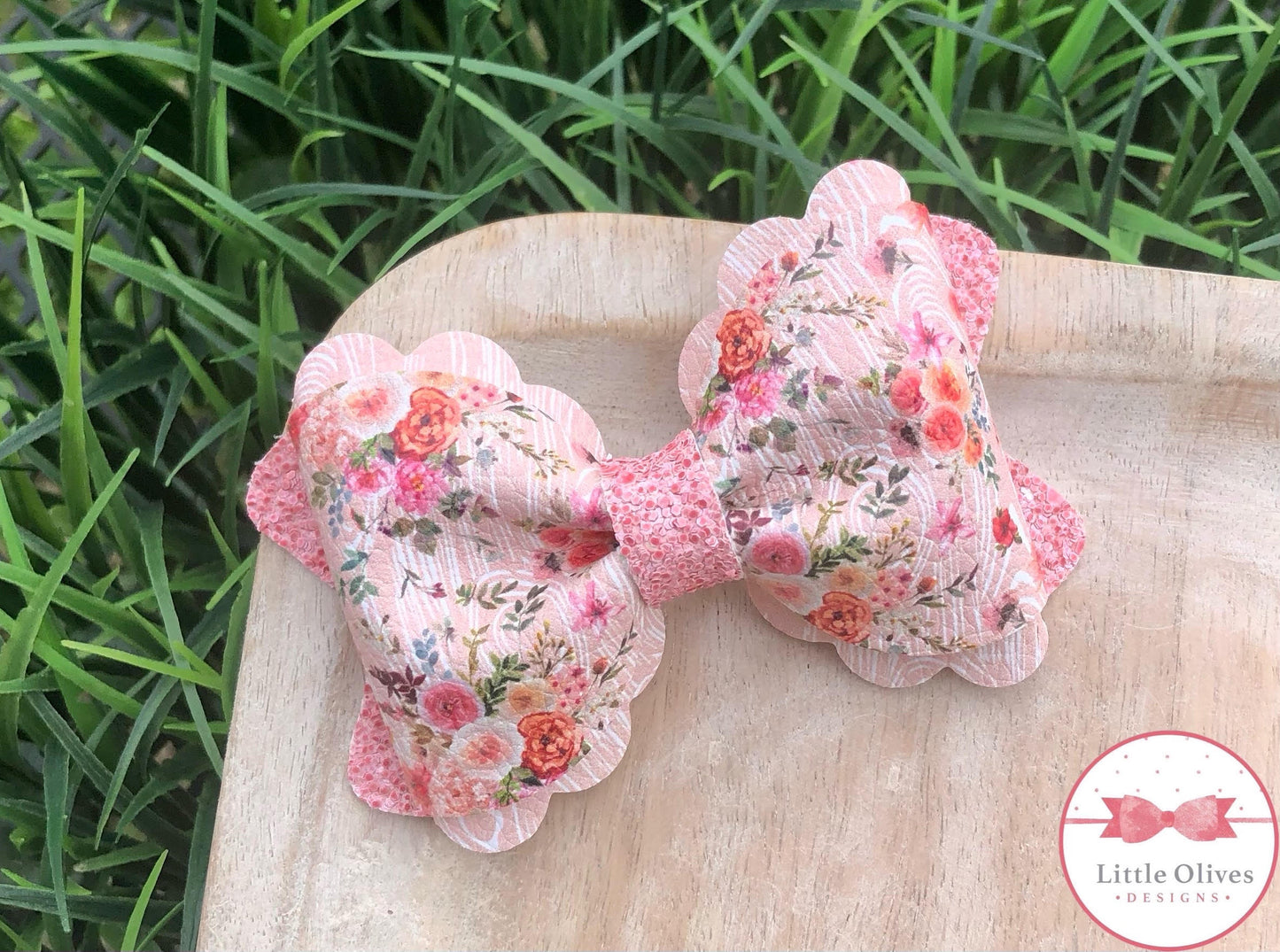 WOODGRAIN FLORAL MARIA BOW